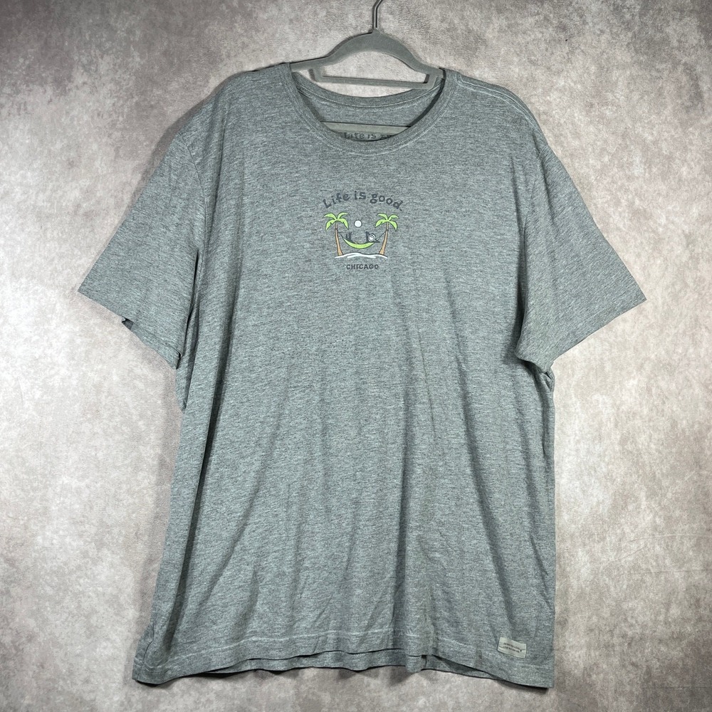 Life Is Good Vintage Shirt Mens Size 2XL Gray Chicago Short Sleeve Crew Neck